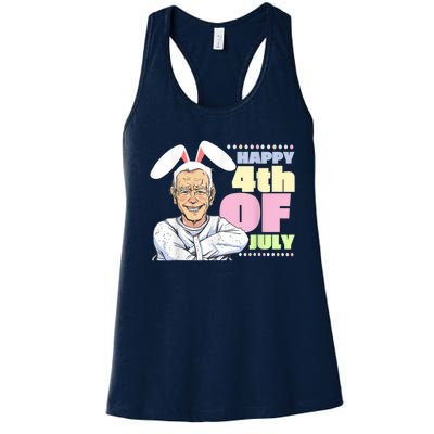 Funny Biden Easter Bunny Confused Happy 4th Of July Women's Racerback Tank