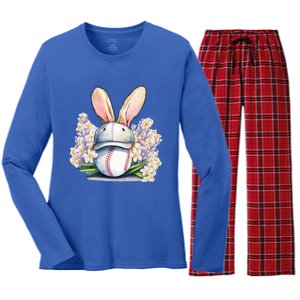 Funny Baseball Easter Baseball Players Dads Sons Gift Women's Long Sleeve Flannel Pajama Set 