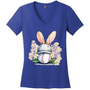 Funny Baseball Easter Baseball Players Dads Sons Gift Women's V-Neck T-Shirt