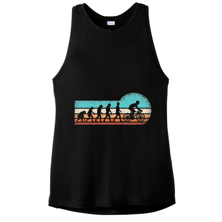 Funny Bicycle Evolution Mountain Bike Cyclist Cycling Bike Ladies PosiCharge Tri-Blend Wicking Tank