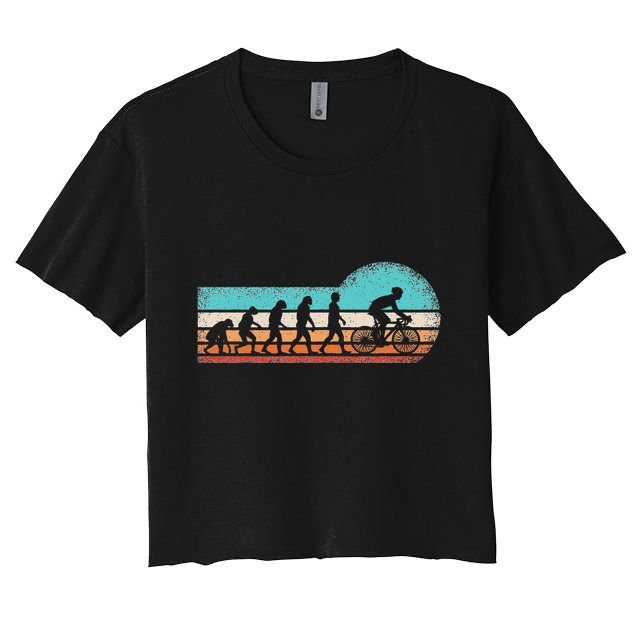 Funny Bicycle Evolution Mountain Bike Cyclist Cycling Bike Crop Top