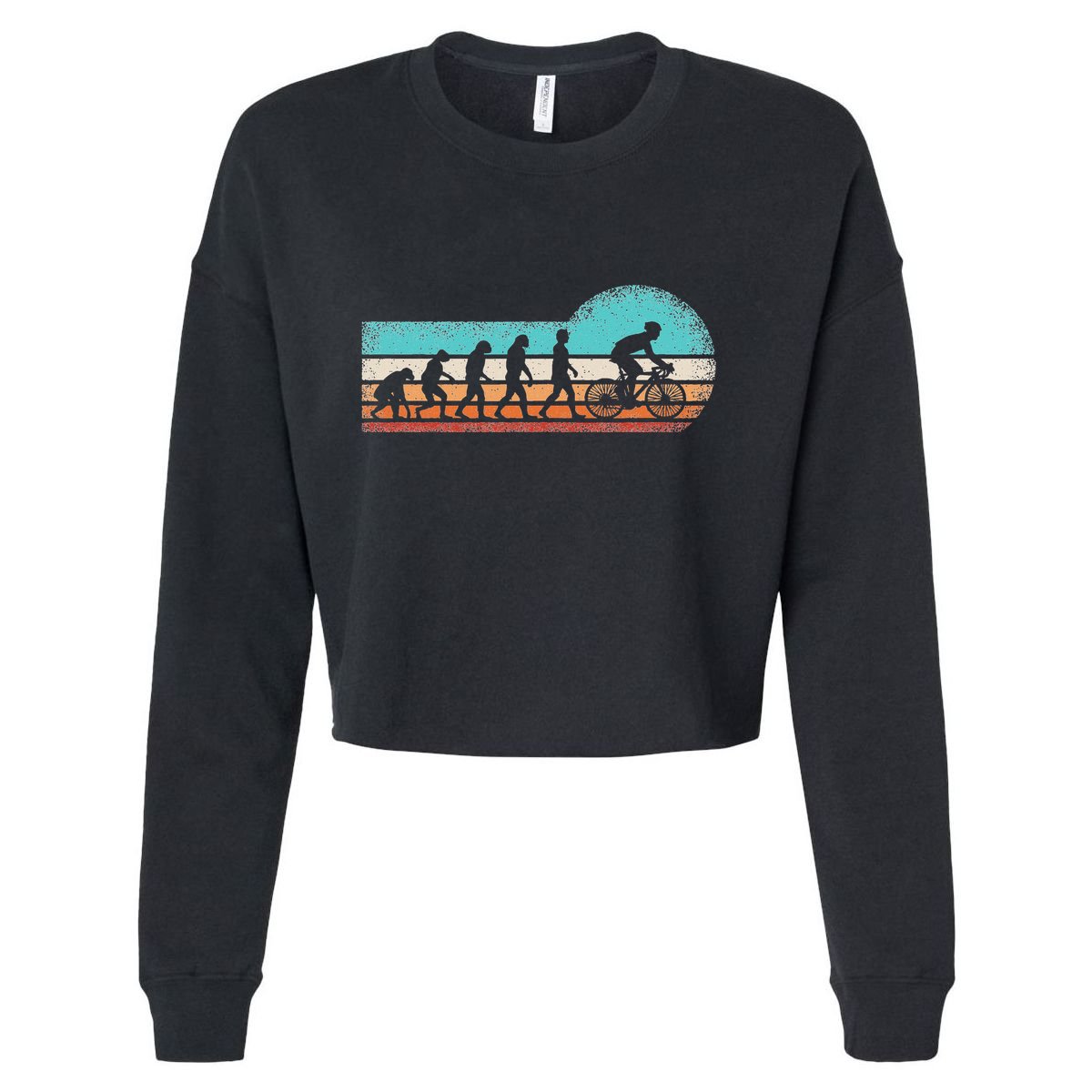 Funny Bicycle Evolution Mountain Bike Cyclist Cycling Bike Cropped Pullover Crew