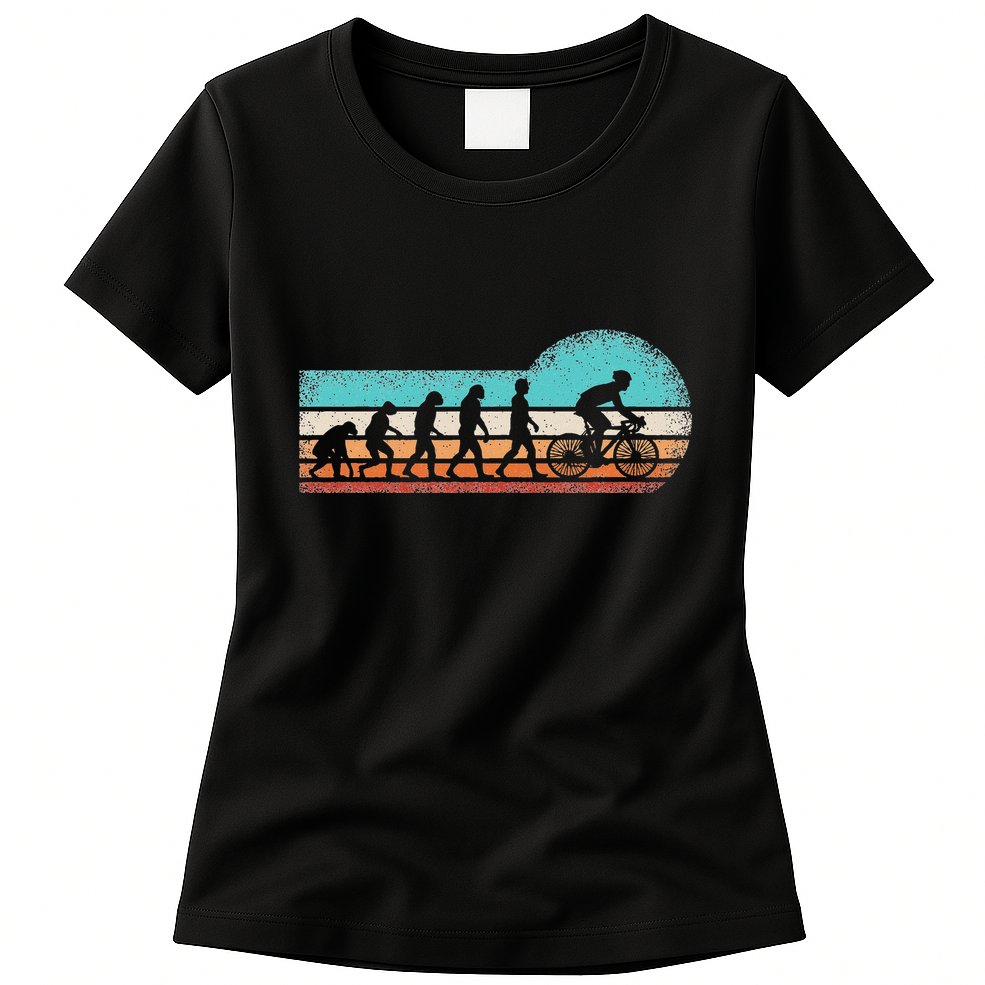 Funny Bicycle Evolution Mountain Bike Cyclist Cycling Bike Womens T-Shirt