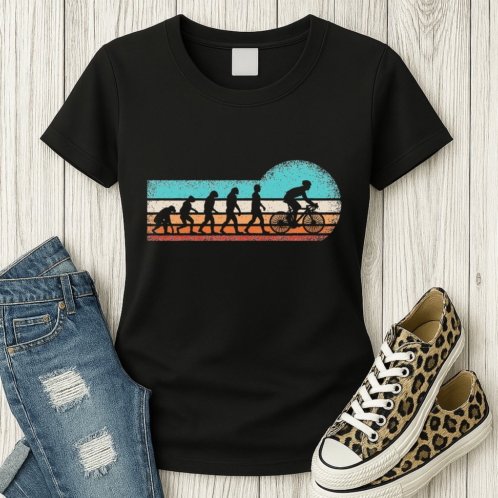 Funny Bicycle Evolution Mountain Bike Cyclist Cycling Bike Womens T-Shirt