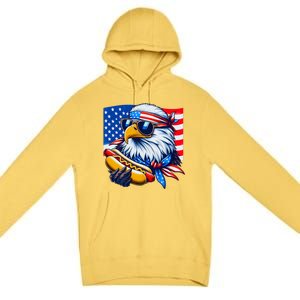 Funny Bald Eagle Hotdog American Flag 4th Of July Patriotic Premium Pullover Hoodie