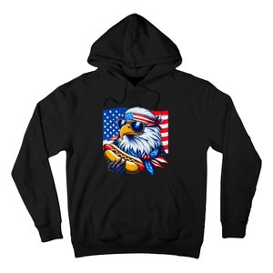 Funny Bald Eagle Hotdog American Flag 4th Of July Patriotic Hoodie