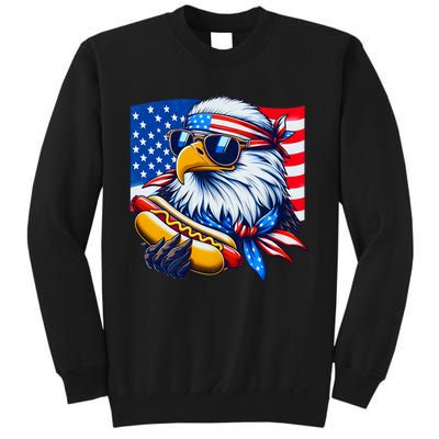 Funny Bald Eagle Hotdog American Flag 4th Of July Patriotic Sweatshirt