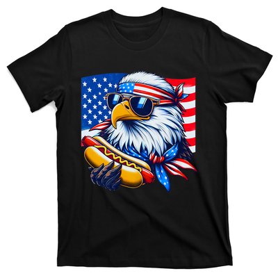 Funny Bald Eagle Hotdog American Flag 4th Of July Patriotic T-Shirt