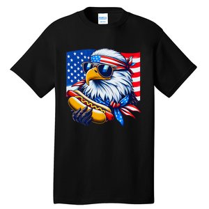 Funny Bald Eagle Hotdog American Flag 4th Of July Patriotic Tall T-Shirt