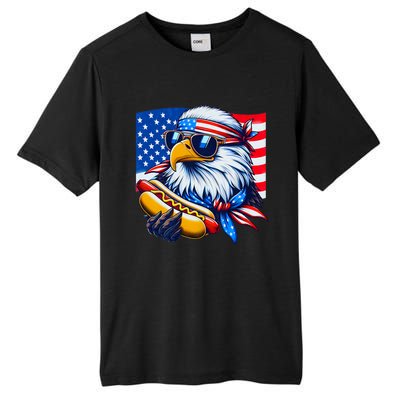 Funny Bald Eagle Hotdog American Flag 4th Of July Patriotic Tall Fusion ChromaSoft Performance T-Shirt