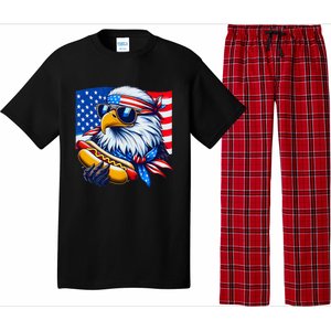 Funny Bald Eagle Hotdog American Flag 4th Of July Patriotic Pajama Set