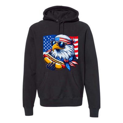 Funny Bald Eagle Hotdog American Flag 4th Of July Patriotic Premium Hoodie