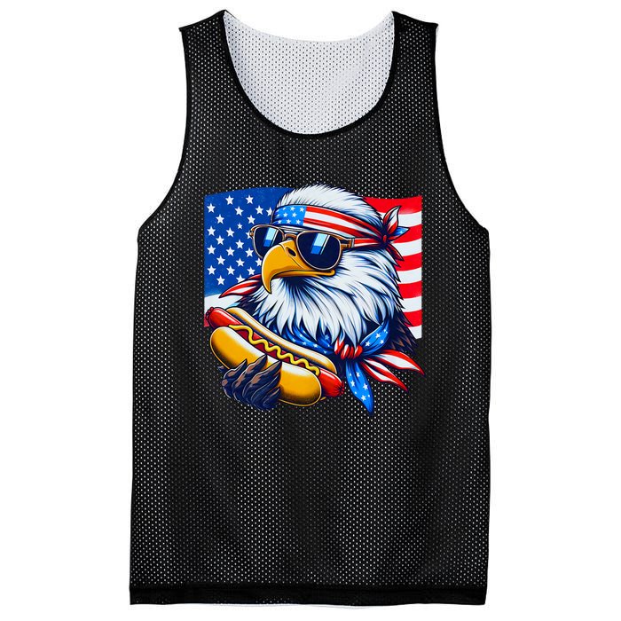 Funny Bald Eagle Hotdog American Flag 4th Of July Patriotic Mesh Reversible Basketball Jersey Tank