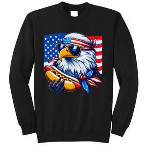 Funny Bald Eagle Hotdog American Flag 4th Of July Patriotic Tall Sweatshirt