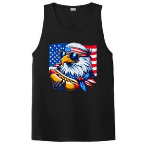 Funny Bald Eagle Hotdog American Flag 4th Of July Patriotic PosiCharge Competitor Tank