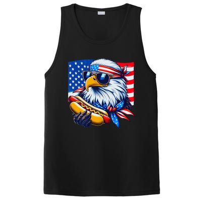 Funny Bald Eagle Hotdog American Flag 4th Of July Patriotic PosiCharge Competitor Tank