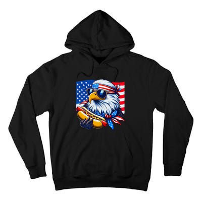 Funny Bald Eagle Hotdog American Flag 4th Of July Patriotic Tall Hoodie