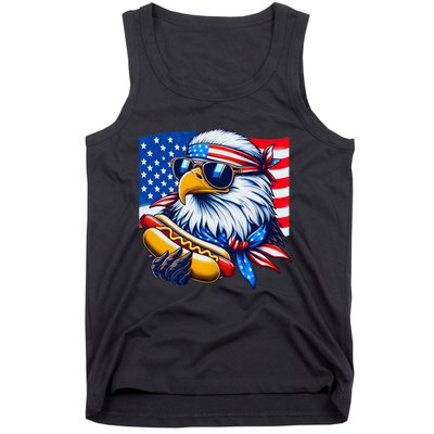 Funny Bald Eagle Hotdog American Flag 4th Of July Patriotic Tank Top