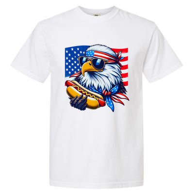 Funny Bald Eagle Hotdog American Flag 4th Of July Patriotic Garment-Dyed Heavyweight T-Shirt