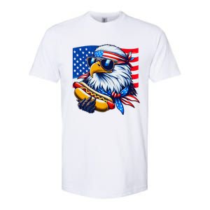 Funny Bald Eagle Hotdog American Flag 4th Of July Patriotic Softstyle CVC T-Shirt