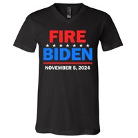 Fire Biden Elect Trump President 2024 Republican Patriot V-Neck T-Shirt