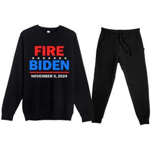 Fire Biden Elect Trump President 2024 Republican Patriot Premium Crewneck Sweatsuit Set