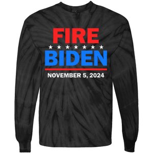 Fire Biden Elect Trump President 2024 Republican Patriot Tie-Dye Long Sleeve Shirt