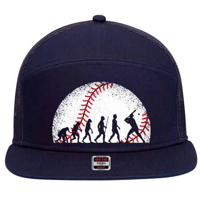 Funny Baseball Evolution Baseball Player 7 Panel Mesh Trucker Snapback Hat