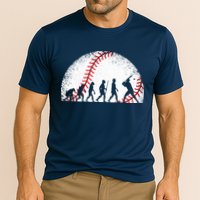 Funny Baseball Evolution Baseball Player Cooling Performance Crew T-Shirt