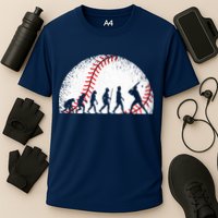 Funny Baseball Evolution Baseball Player Cooling Performance Crew T-Shirt