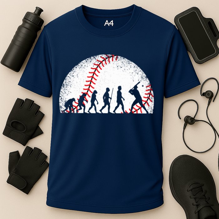 Funny Baseball Evolution Baseball Player Cooling Performance Crew T-Shirt