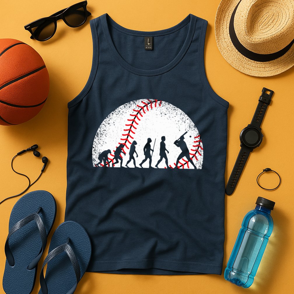 Funny Baseball Evolution Baseball Player Tank Top