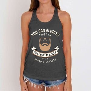 Funny Bearded English Teacher Women's Knotted Racerback Tank