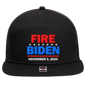 Fire Biden Elect Trump President 2024 Republican Patriot 7 Panel Mesh Trucker Snapback Hat