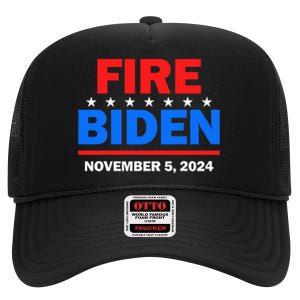 Fire Biden Elect Trump President 2024 Republican Patriot High Crown Mesh Back Trucker Hat