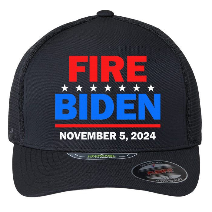 Fire Biden Elect Trump President 2024 Republican Patriot Flexfit Unipanel Trucker Cap