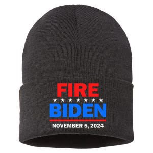 Fire Biden Elect Trump President 2024 Republican Patriot Sustainable Knit Beanie