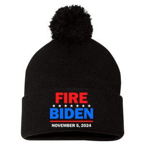 Fire Biden Elect Trump President 2024 Republican Patriot Pom Pom 12in Knit Beanie