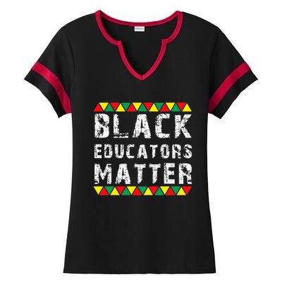 Funny Black Educators Matter Ladies Halftime Notch Neck Tee