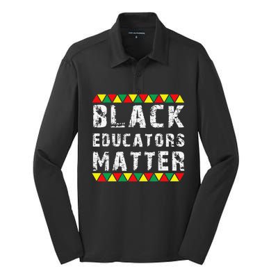 Funny Black Educators Matter Silk Touch Performance Long Sleeve Polo