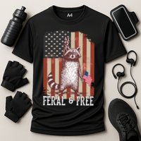 Feral But Free Raccoon July 4th Patriotic For Family Cooling Performance Crew T-Shirt