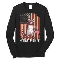 Feral But Free Raccoon July 4th Patriotic For Family Long Sleeve Shirt