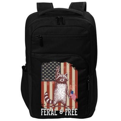 Feral But Free Raccoon July 4th Patriotic For Family Impact Tech Backpack