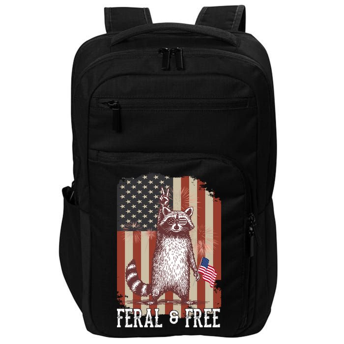 Feral But Free Raccoon July 4th Patriotic For Family Impact Tech Backpack