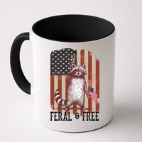 Feral But Free Raccoon July 4th Patriotic For Family Mug