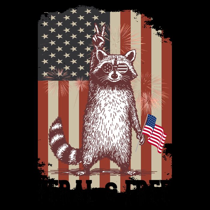 Feral But Free Raccoon July 4th Patriotic For Family Mug