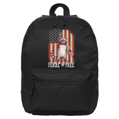 Feral But Free Raccoon July 4th Patriotic For Family 16 in Basic Backpack