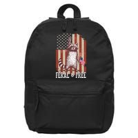 Feral But Free Raccoon July 4th Patriotic For Family 16 in Basic Backpack