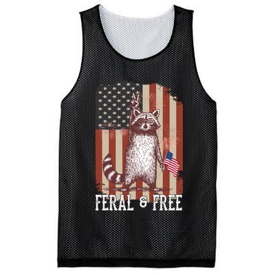 Feral But Free Raccoon July 4th Patriotic For Family Mesh Reversible Basketball Jersey Tank