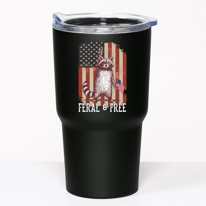 Feral But Free Raccoon July 4th Patriotic For Family Tumbler